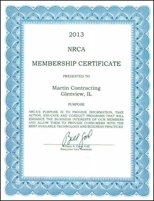 NRCA Certification - Glenview Roofing - Martin Contracting - Roofing ...